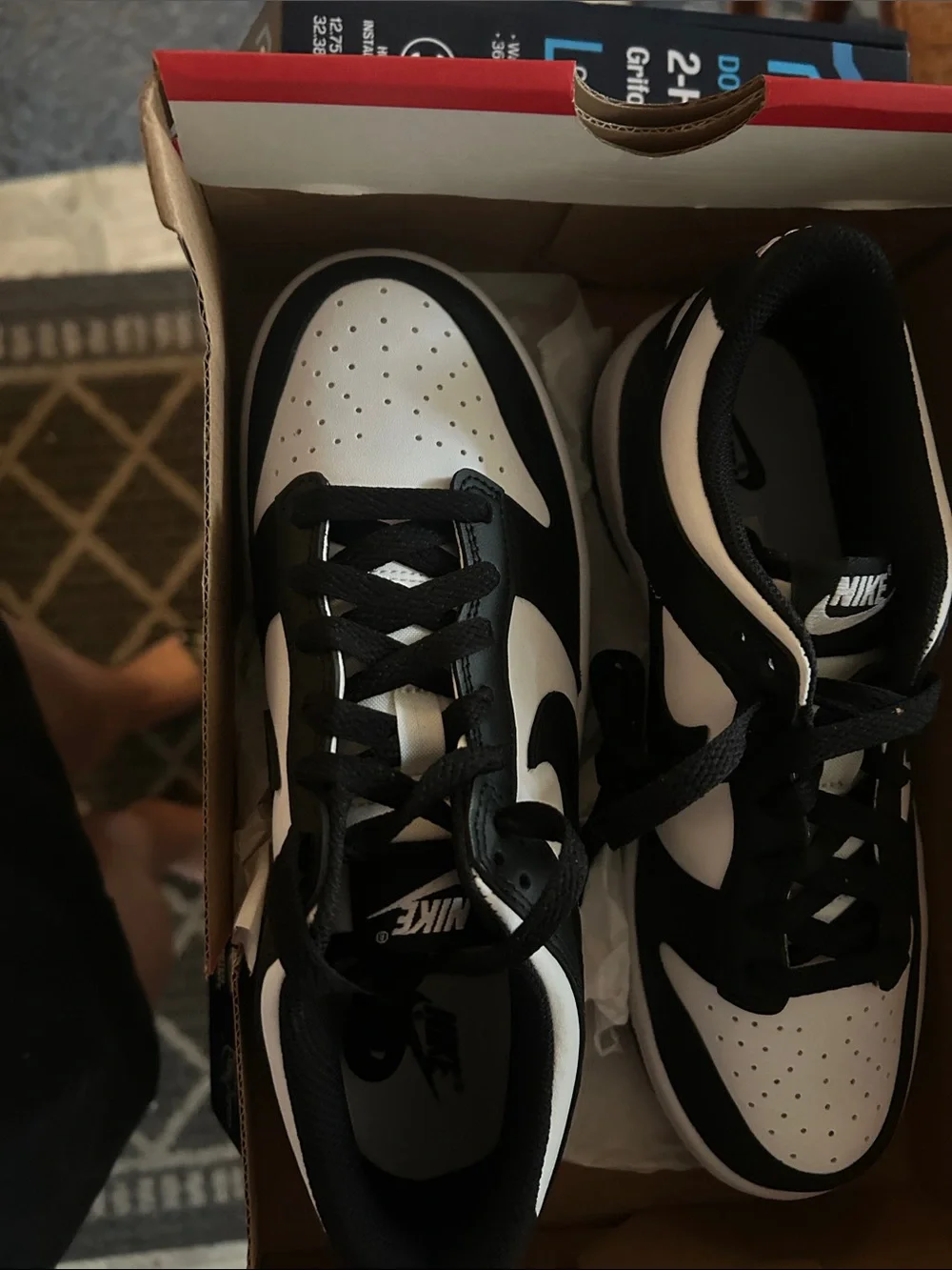Nike Kids Black and White Low-Top Sneakers with Swoosh
